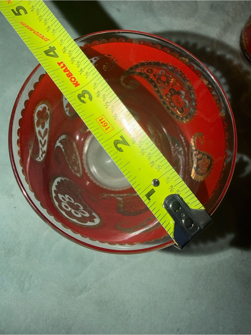 Set Of 6-Culver- Old Fashioned Glasses Paisley Pattern - 22 KT Gold&Red- Read - Picture 5 of 7